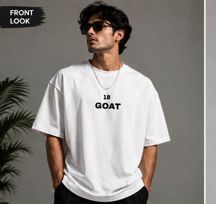 Virat Kohli 18 GOAT Premium Oversized White T-Shirt | Back Print Edition ⭐
