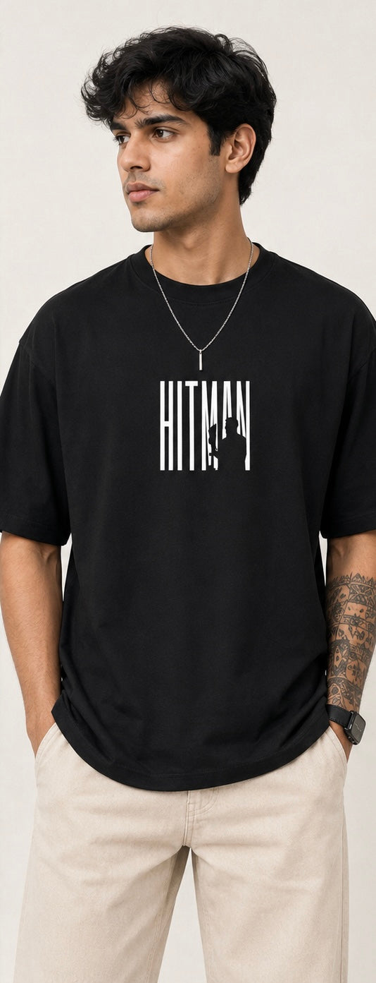 Hitman Forever Rohit Sharma Black Oversized T-Shirt