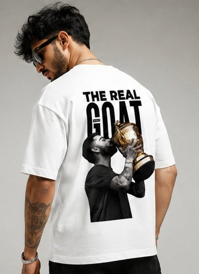 GOAT Edition – Virat Kohli Premium Oversized White T-Shirt | 100% Cotton | Unisex