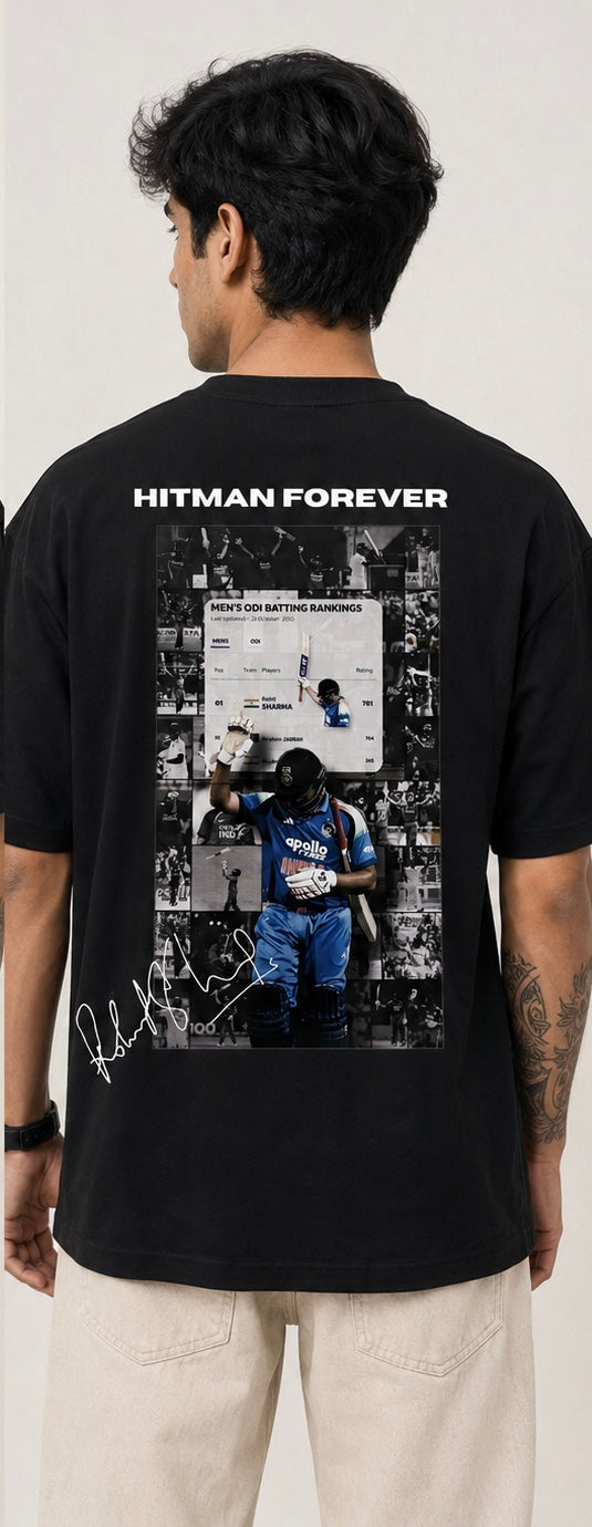 Hitman Forever Rohit Sharma Black Oversized T-Shirt