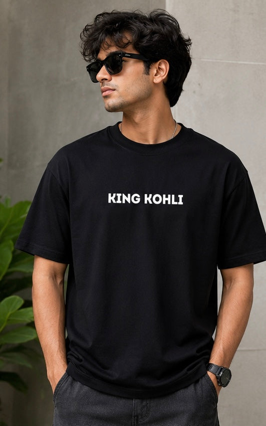 GOAT Virat Kohli Black Oversized T-Shirt | Premium Cotton | Unisex Streetwear