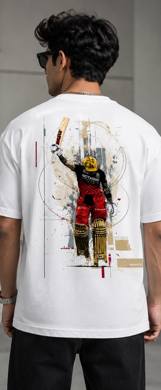 Virat Kohli Signature White Oversized T-Shirt | Premium Cotton Cricket Fan Edition