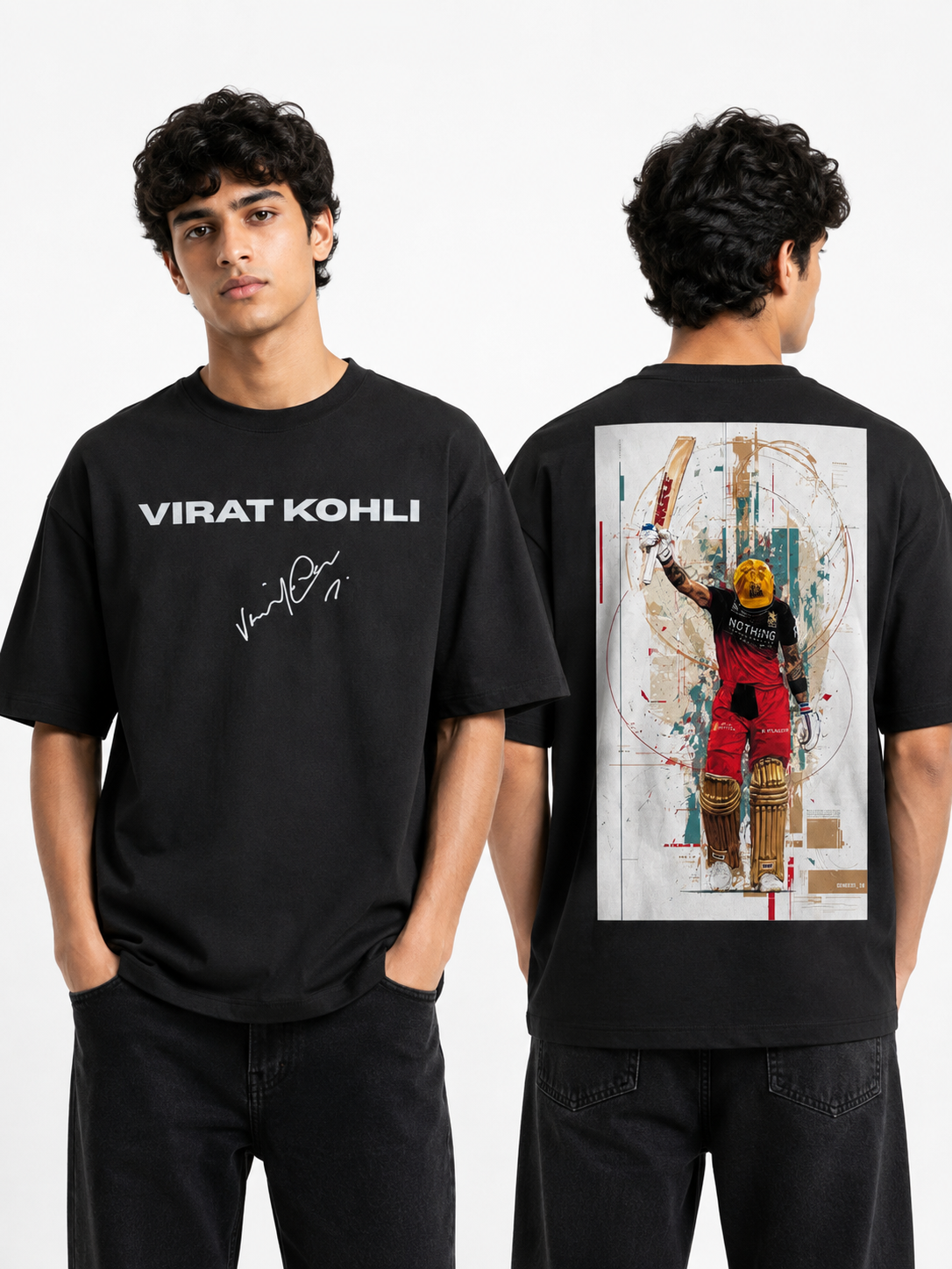 Virat Kohli Signature Oversized T-Shirt – Black 🖤🏏